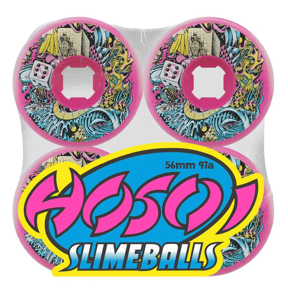 Slime Balls Christian Hosoi Collage Reissue 56mm 97a Full Combo Skateboard Wheels - PRE-ORDER