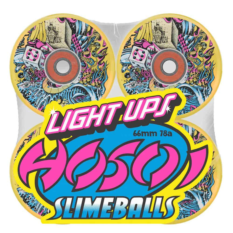 Slime Balls Christian Hosoi Collage Reissue 66mm 78a Light Ups Skateboard Wheels - PRE-ORDER