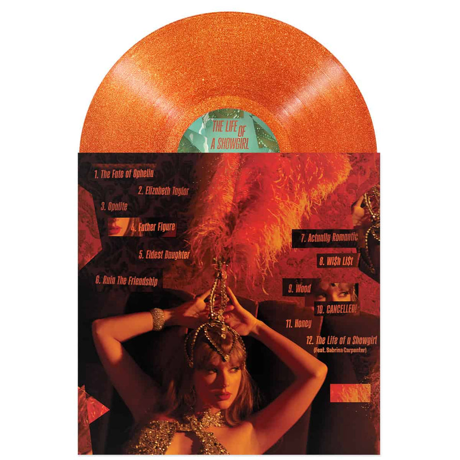 Taylor Swift - The Life of a Showgirl LP - Sweat And Vanilla Perfume Portofino Orange Glitter Vinyl - PRE-ORDER